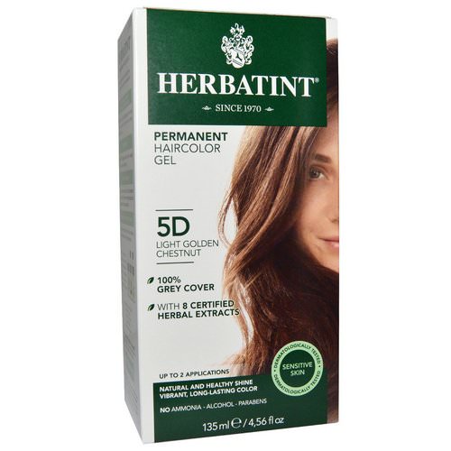 Herbatint, Permanent Haircolor Gel, 5D, Light Golden Chestnut, 4.56 fl oz (135 ml) فوائد