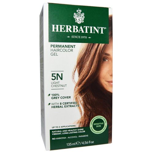 Herbatint, Permanent Haircolor Gel, 5N, Light Chestnut, 4.56 fl oz (135 ml) فوائد