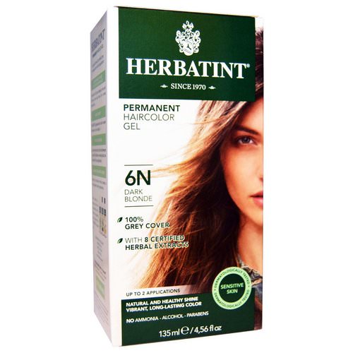 Herbatint, Permanent Haircolor Gel, 6N, Dark Blonde, 4.56 fl oz (135 ml) فوائد