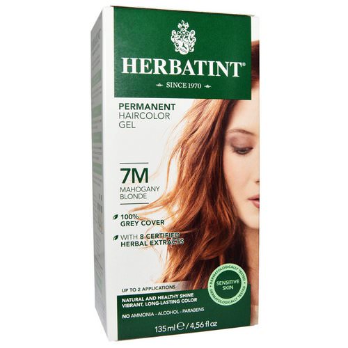 Herbatint, Permanent Haircolor Gel, 7M, Mahogany Blonde, 4.56 fl oz (135 ml) فوائد