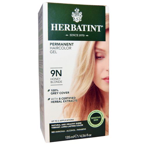 Herbatint, Permanent Haircolor Gel, 9N, Honey Blonde, 4.56 fl oz (135 ml) فوائد