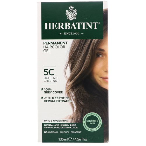 Herbatint, Permanent Haircolor Gel, 5C, Light Ash Chestnut, 4.56 fl oz (135 ml) فوائد