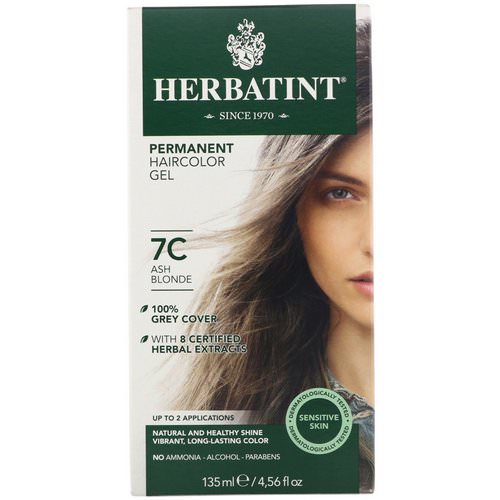 Herbatint, Permanent Haircolor Gel, 7C, Ash Blonde, 4.56 fl oz (135 ml) فوائد