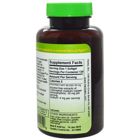 Herbs Etc, ChlorOxygen, Chlorophyll Concentrate, Alcohol Free, 120 Fast-Acting Softgels:كل,ر,فيل, س,برف,دز