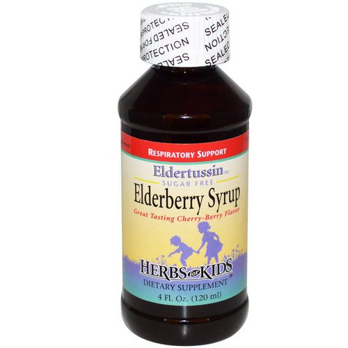 Herbs for Kids, Sugar Free Elderberry Syrup, Cherry-Berry Flavor, 4 fl oz (120 ml) فوائد