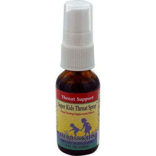 Herbs for Kids, Super Kids Throat Spray, Peppermint, 1 fl oz (30 ml) فوائد