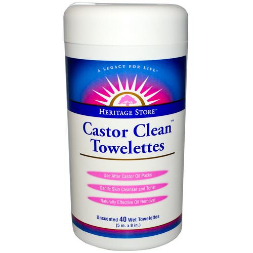Heritage Store, Castor Clean Towelettes, Unscented, 40 Wet Towelettes, (5 in x 8 in) Each فوائد