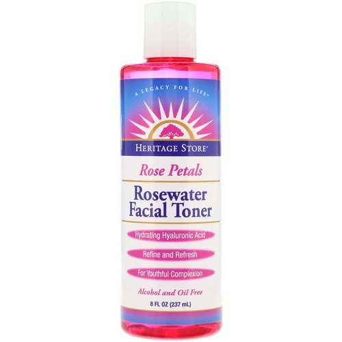Heritage Store, Rosewater Facial Toner, Rose Petals, 8 fl oz (237 ml) فوائد