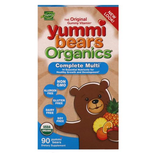 Hero Nutritional Products, Yummi Bears Organics, Complete Multi, Organic Fruit Flavors, 90 Yummi Bears فوائد