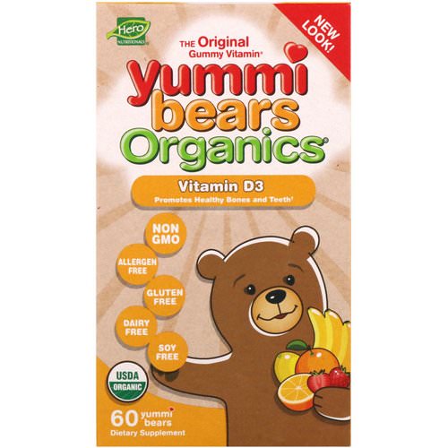 Hero Nutritional Products, Yummi Bears Organics, Vitamin D3, 60 Yummi Bears فوائد