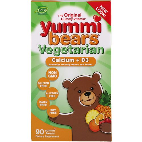 Hero Nutritional Products, Yummi Bears Vegetarian, Calcium + D3, 90 Gummy Bears فوائد