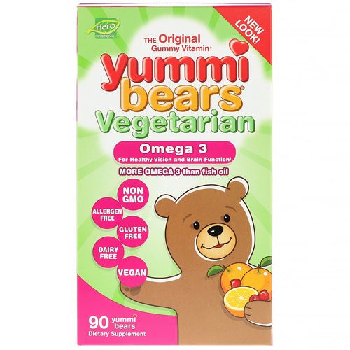 Hero Nutritional Products, Yummi Bears, Vegetarian, Omega 3, 90 Yummi Bears فوائد