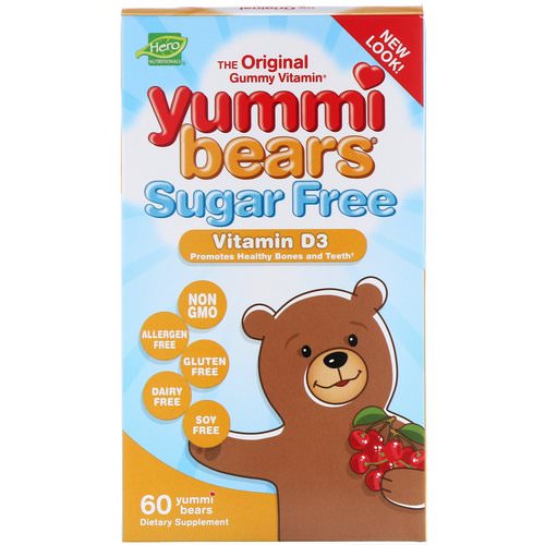 Hero Nutritional Products, Yummi Bears, Vitamin D3, Sugar Free, Natural Cherry Flavor, 60 Gummy Bears فوائد