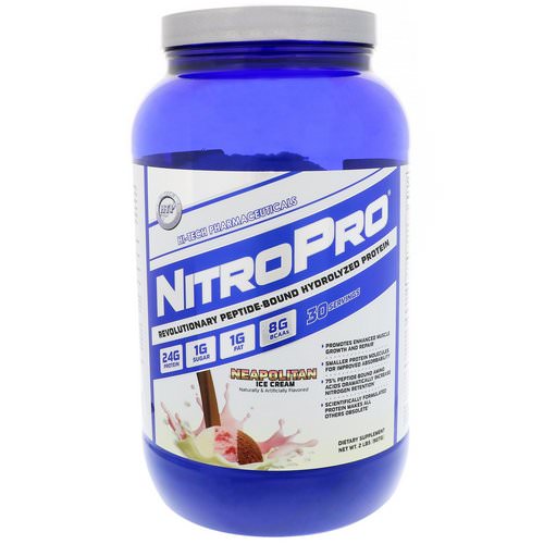 Hi Tech Pharmaceuticals, NitroPro, Hydrolyzed Protein, Neapolitan Ice Cream, 2 lbs (907 g) فوائد