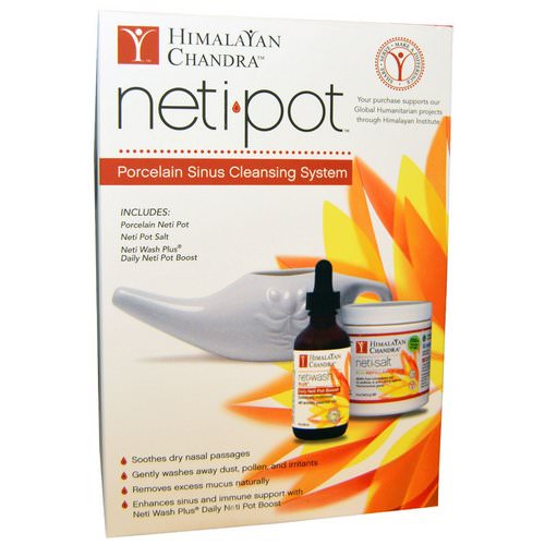 Himalayan Institute, Neti Pot, Porcelain Sinus Cleansing System, 3 Piece Kit فوائد