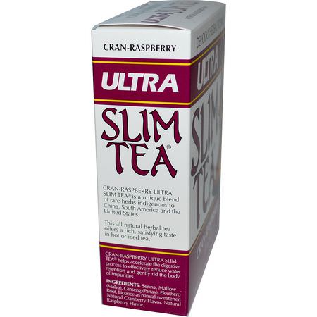 Hobe Labs, Ultra Slim Tea, Cran-Raspberry, Caffeine Free, 24 Herbal Tea Bags, 1.69 oz (48 g):شاي الأعشاب, الشاي الطبي