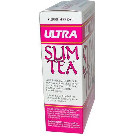 Hobe Labs, Ultra Slim Tea, Super Herbal, Caffeine Free, 24 Herbal Tea Bags, 1.69 oz (48 g):شاي الأعشاب, الشاي الطبي