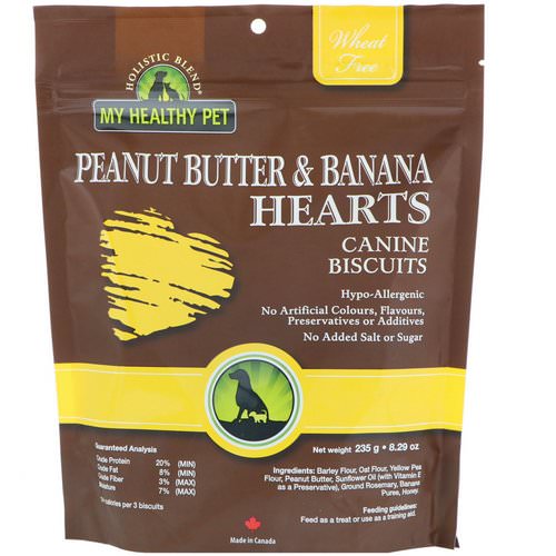 Holistic Blend, My Healthy Pet, Peanut Butter & Banana Hearts, Canine Biscuits, 8.29 oz (235 g) فوائد
