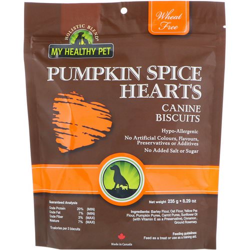 Holistic Blend, My Healthy Pet, Pumpkin Spice Hearts, Canine Biscuits, 8.29 oz (235 g) فوائد