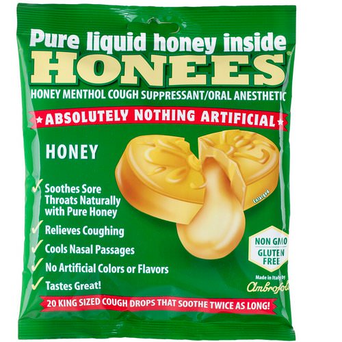 Honees, Honey Menthol Cough Suppressant, 20 Cough Drops فوائد
