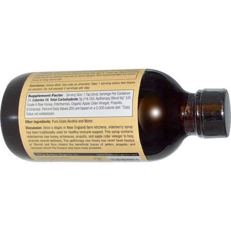 Honey Gardens, Elderberry Syrup with Apitherapy Raw Honey, Propolis and Elderberries, 4 fl oz (120 ml):أنفلونزا, سعال
