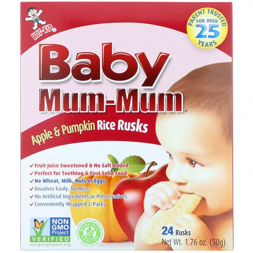 Hot Kid, Baby Mum-Mum, Apple & Pumpkin Rice Rusks, 24 Rusks, 1.76 oz (50 g) فوائد