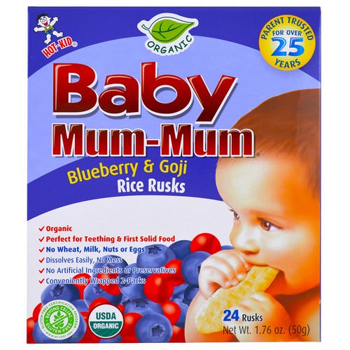 Hot Kid, Baby Mum-Mum, Organic Rice Rusk, Blueberry & Goji Rice Rusks, 24 Rusks, 17.6 oz (50 g) Each فوائد