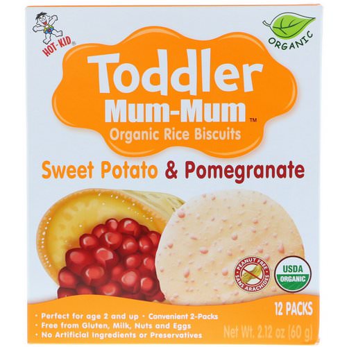 Hot Kid, Toddler Mum-Mum, Organic Rice Biscuits, Sweet Potato & Pomegranate, 12 Packs, 2.12 oz (60 g) فوائد