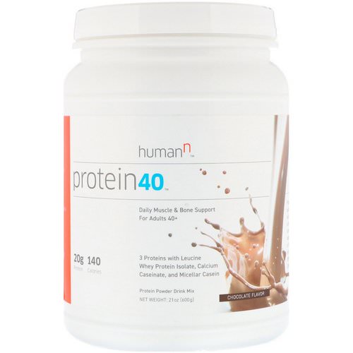 HumanN, Protein 40, Daily Muscle & Bone Support For Adults 40+, Chocolate Flavor, 1.3 lbs (600 g) فوائد