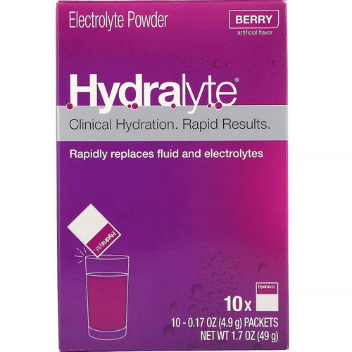 Hydralyte, Clinical Hydration, Electrolyte Powder, Berry, 10 packets 0.17 oz (4.9 g) Each فوائد
