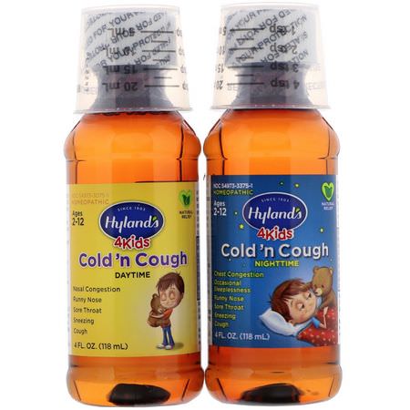 Hyland's, 4 Kids Cold 'n Cough Day & Night Value Pack, Age 2-12, 4 fl oz (118 ml) Each:البرد, المكملات الغذائية