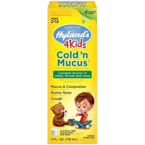 Hyland's, 4 Kids, Cold 'n Mucus, Ages 2-12, 4 fl oz (118 ml) فوائد