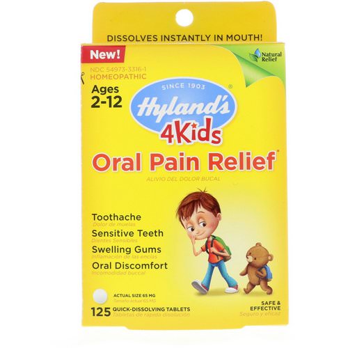 Hyland's, 4 Kids, Oral Pain Relief, Ages 2-12, 125 Tablets فوائد