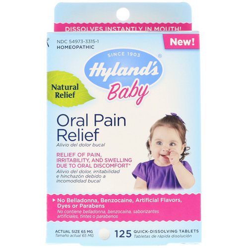 Hyland's, Baby, Oral Pain Relief, 125 Quick-Dissolving Tablets فوائد