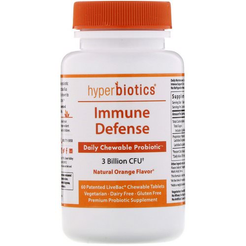 Hyperbiotics, Immune Defense, Natural Orange, 3 Billion CFU, 60 Chewable Tablets فوائد