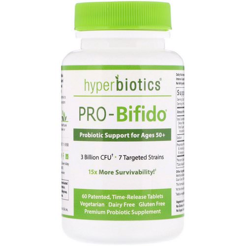 Hyperbiotics, PRO-Bifido, Probiotic Support for Ages 50+, 60 Time-Release Tablets فوائد