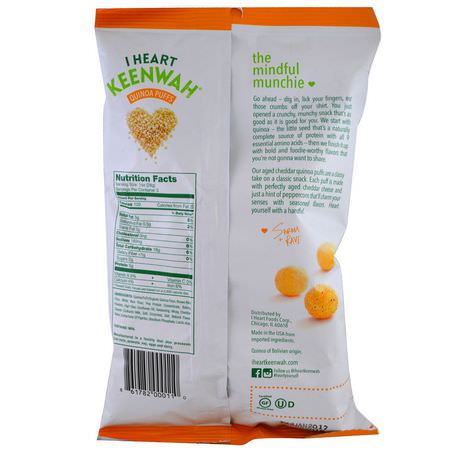 I Heart Keenwah, Quinoa Puffs, Aged Cheddar, 3 oz (85 g):,جبات خفيفة