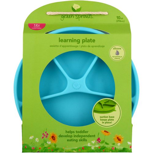 i play Inc, Green Sprouts, Learning Plate, Aqua, 12+ Months, 1 Plate, 10 oz (296 ml) فوائد