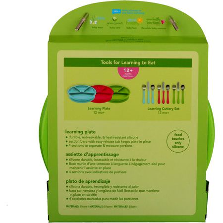 i play Inc, Green Sprouts, Learning Plate, Green, 12+ Months, 1 Plate, 10 oz (296 ml):السلطانيات, الأل,اح