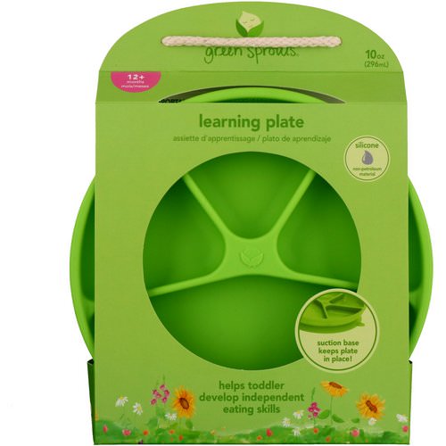 i play Inc, Green Sprouts, Learning Plate, Green, 12+ Months, 1 Plate, 10 oz (296 ml) فوائد