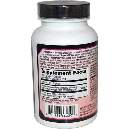Imperial Elixir, Extra Strength, Dong Quai, 3000 mg, 120 Capsules:Dong Quai Angelica, المعالجة المثلية