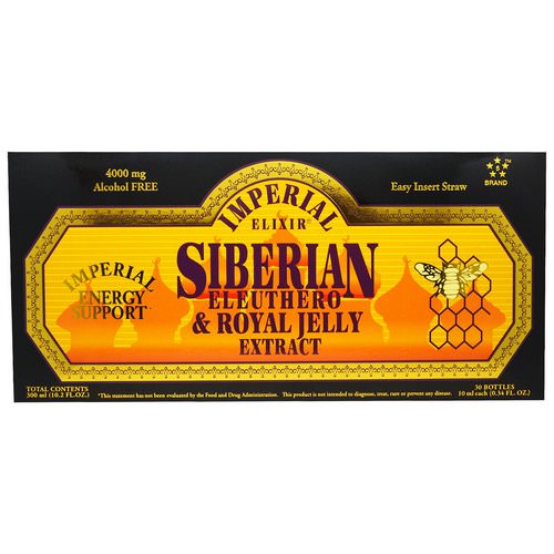 Imperial Elixir, Siberian Eleuthero & Royal Jelly Extract, Alcohol Free, 4000 mg, 30 Bottles, 0.34 fl oz (10 ml) Each فوائد
