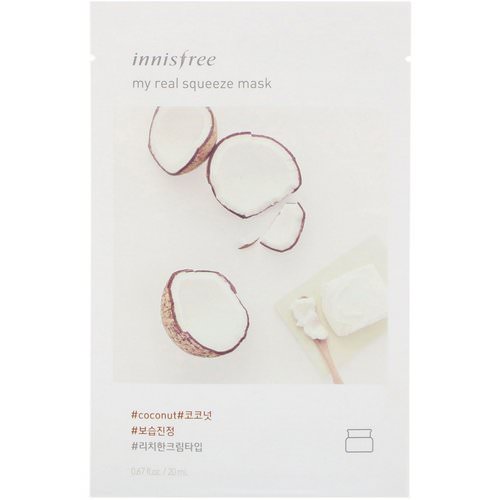 Innisfree, My Real Squeeze Mask, Coconut, 1 Sheet, 0.67 fl oz (20 ml) فوائد