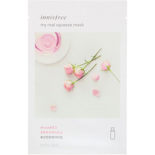 Innisfree, My Real Squeeze Mask, Rose, 1 Sheet, 0.67 fl oz (20 ml) فوائد