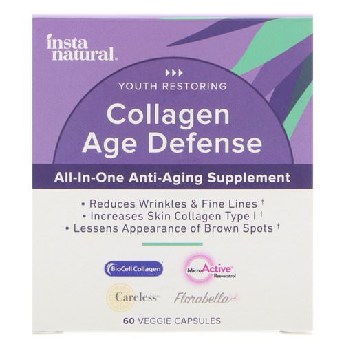 InstaNatural, Collagen Age Defense, All-In-One Anti-Aging Supplement, 60 Veggie Capsules فوائد