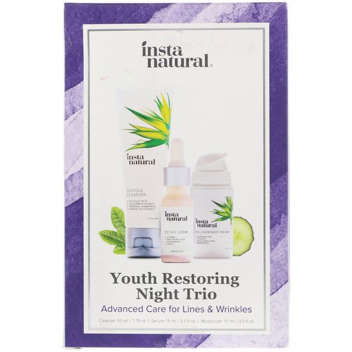 InstaNatural, Youth Restoring Night Trio, Advanced Care for Lines & Wrinkles, 3 Piece Kit فوائد