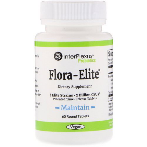 InterPlexus, Flora-Elite, 2 Billion CFU's, 60 Round Tablets فوائد