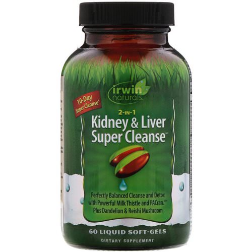 Irwin Naturals, 2 in 1 Kidney & Liver Super Cleanse, 60 Liquid Soft-Gels فوائد