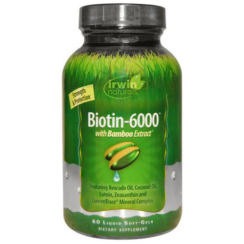 Irwin Naturals, Biotin-6000, With Bamboo Extract, 60 Liquid Soft-Gels فوائد