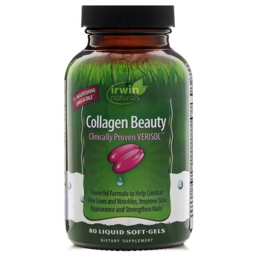 Irwin Naturals, Collagen Beauty, Clinically Proven Verisol, 80 Liquid Soft-Gels فوائد